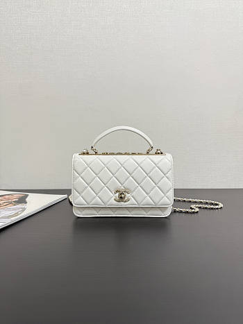 Chanel Top Handle White Lambskin 18cm