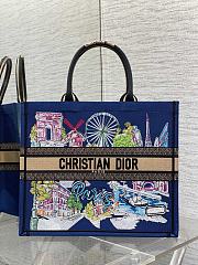 Dior Souvenir Large Dior Book Tote Raffia Blue 42cm - 1