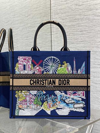 Dior Souvenir Large Dior Book Tote Raffia Blue 42cm