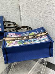 Dior Souvenir Large Dior Book Tote Raffia Blue 42cm - 6