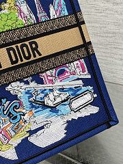 Dior Souvenir Large Dior Book Tote Raffia Blue 42cm - 5