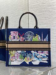 Dior Souvenir Large Dior Book Tote Raffia Blue 42cm - 3