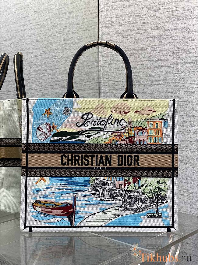 Dior Souvenir Large Dior Book Tote Raffia White 42cm - 1