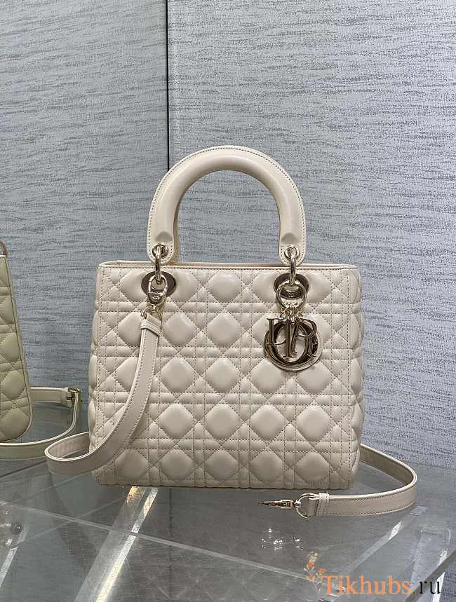 Dior Medium Lady Bag Cream Gold 24cm - 1