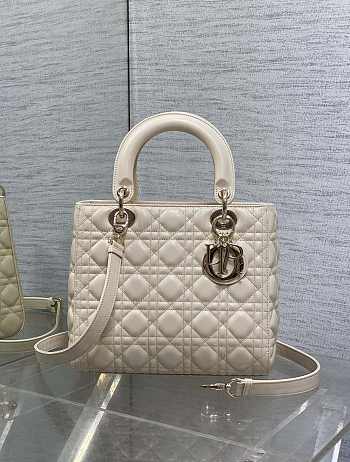 Dior Medium Lady Bag Cream Gold 24cm