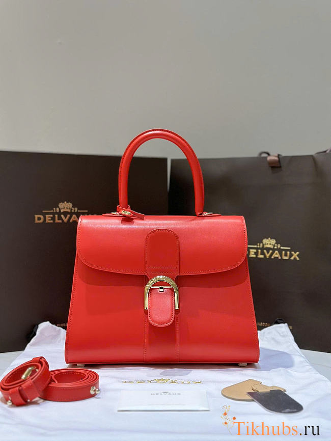 Delvaux Brillant Bag Red Leather 28cm - 1
