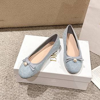 Dior Ballet Flat Blue Cannage Embroidered Denim