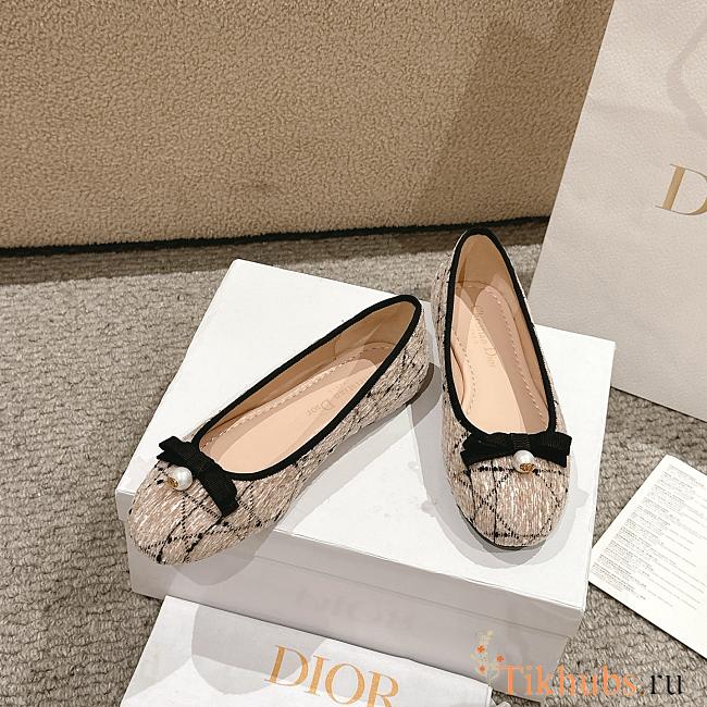 Dior Ballet Flat Beige Tweed - 1