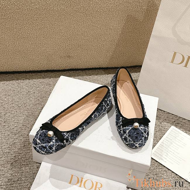 Dior Ballet Flat Dark Blue Tweed - 1
