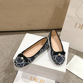Dior Ballet Flat Dark Blue Tweed
