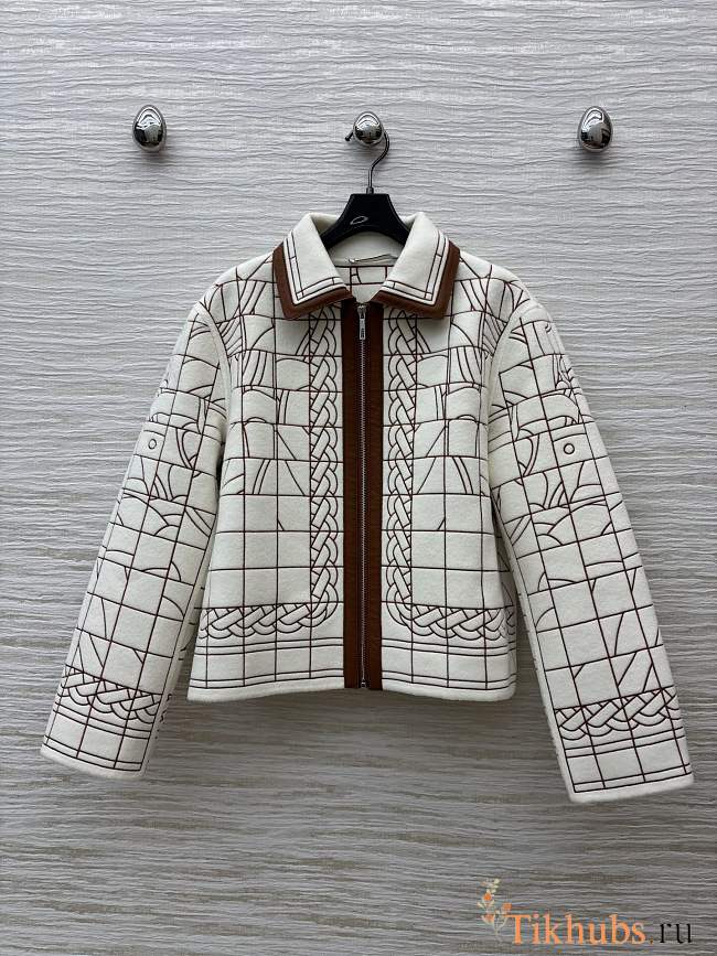 Hermes Geometric Pattern White Jacket - 1