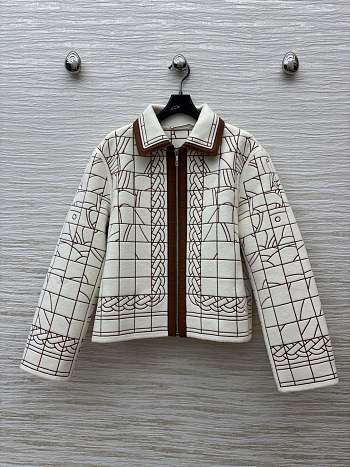 Hermes Geometric Pattern White Jacket