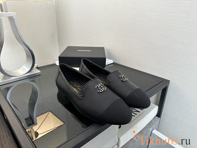 Chanel Moccasins Lambskin And Grosgrain Black - 1