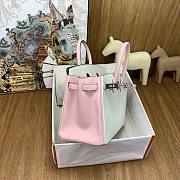 Hermes Birkin 25 Bag White Pink Silver Togo 25cm - 6