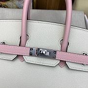 Hermes Birkin 25 Bag White Pink Silver Togo 25cm - 4
