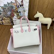 Hermes Birkin 25 Bag White Pink Silver Togo 25cm - 3