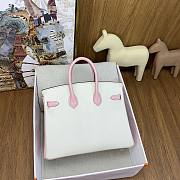 Hermes Birkin 25 Bag White Pink Silver Togo 25cm - 2