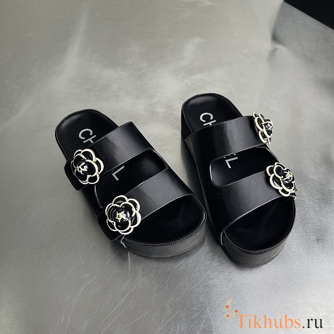 Chanel Camellia Black Sandals  - 1