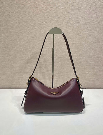 Prada Aimee Medium Leather Shoulder Bag Burgundy 31x18x10cm