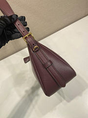 Prada Aimee Medium Leather Shoulder Bag Burgundy 31x18x10cm - 5