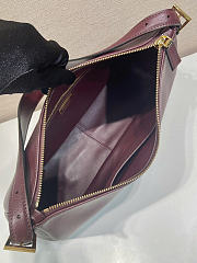 Prada Aimee Large Leather Shoulder Bag Burgundy 39x23x12cm - 5