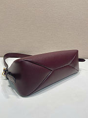 Prada Aimee Large Leather Shoulder Bag Burgundy 39x23x12cm - 3