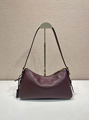 Prada Aimee Large Leather Shoulder Bag Burgundy 39x23x12cm - 2