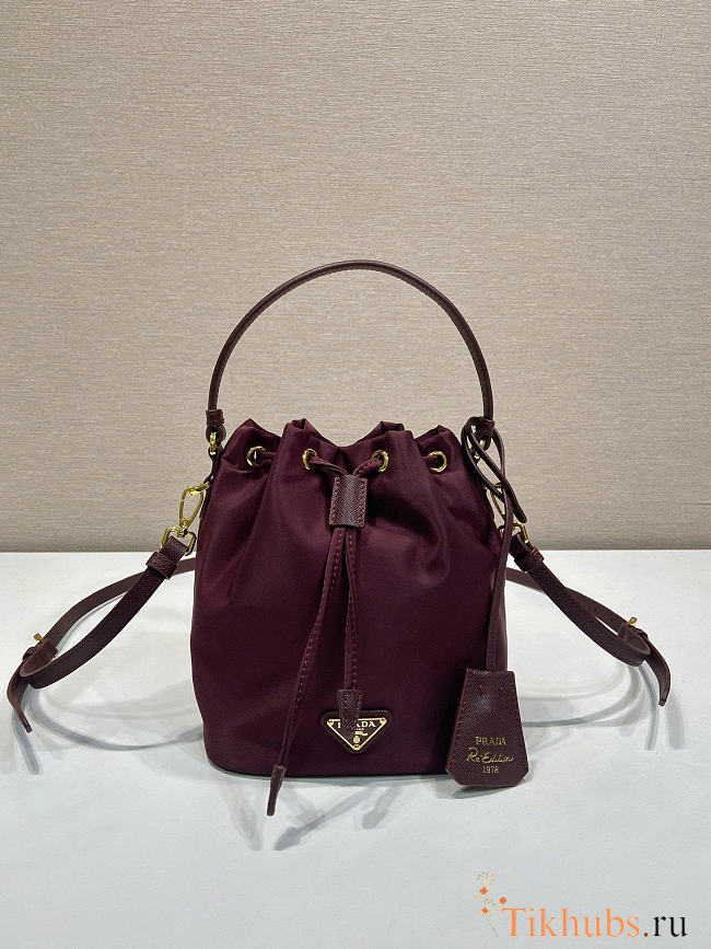 Prada Re-Nylon Pouch Burgundy 19.5x15.5x10cm - 1