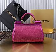 Dolce & Gabbana Small Rhinestone Sicily Tote Bag Pink 18x11x6cm - 2