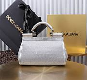Dolce & Gabbana Small Rhinestone Sicily Tote Bag Silver 18x11x6cm - 3