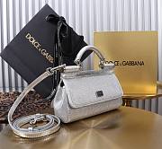 Dolce & Gabbana Small Rhinestone Sicily Tote Bag Silver 18x11x6cm - 2