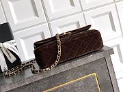 Chanel Flap Bag Velvet Gold Dark Brown 25cm - 5
