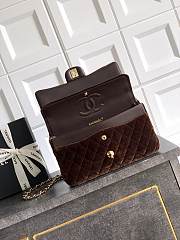 Chanel Flap Bag Velvet Gold Dark Brown 25cm - 3