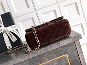 Chanel Flap Bag Velvet Gold Dark Brown 20cm - 5