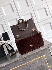 Chanel Flap Bag Velvet Gold Dark Brown 20cm - 2