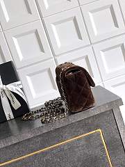 Chanel Flap Bag Velvet Gold Dark Brown 20cm - 4
