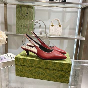Gucci Signoria Slingback Pump Red Leather Heel 4.5cm