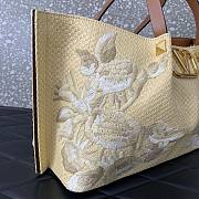 Valentino Medium Shopping Bag Raffia With Floral 35x25x17cm - 5