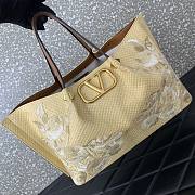 Valentino Medium Shopping Bag Raffia With Floral 35x25x17cm - 3