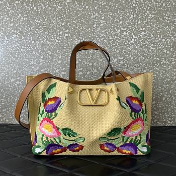 Valentino Medium Shopping Bag Raffia Floral 35x25x17cm