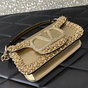 Valentino Locò Small Jeweled Gold Leather Shoulder Bag 19x10.5x5cm - 2