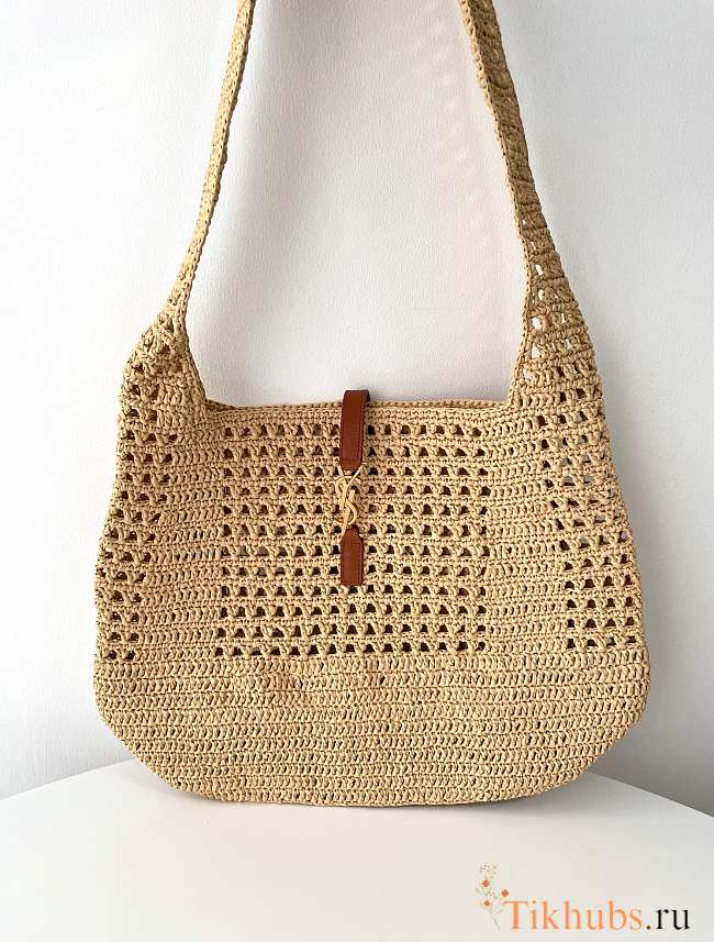 YSL Le 5 à 7 Supple Large Raffia Crochet 30x37x14cm - 1