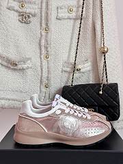 Chanel CC Logo Metallic Pink Sneakers  - 1