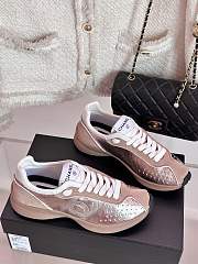 Chanel CC Logo Metallic Pink Sneakers  - 4