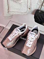 Chanel CC Logo Metallic Pink Sneakers  - 2