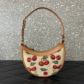 Valentino Vlogo Mini Hobo Bag Raffia Cherryfic 20x12x4cm