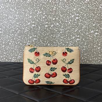 Valentino Vlogo Signature Pouch Raffia Cherryfic 24x16x1cm