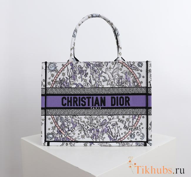 Dior Lucky Medium Book Tote White and Blue 36.5x28x14cm - 1
