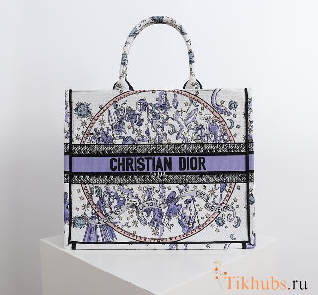Dior Lucky Large Book Tote White and Blue 41.5x34.5x16cm - 1