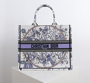 Dior Lucky Large Book Tote White and Blue 41.5x34.5x16cm